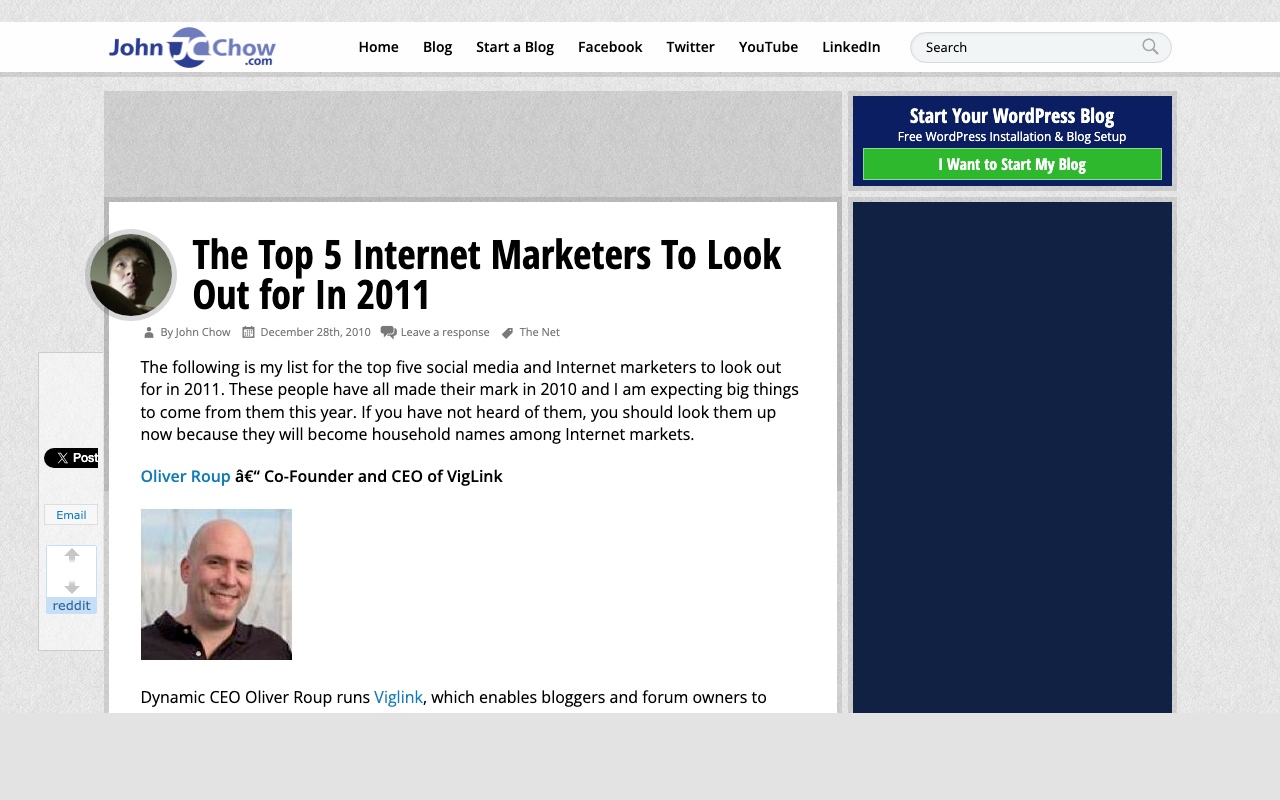 John Chow article screenshot