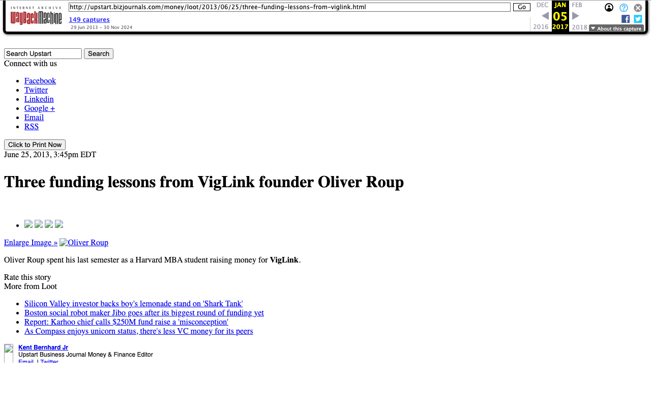 Upstart Business Journal article screenshot