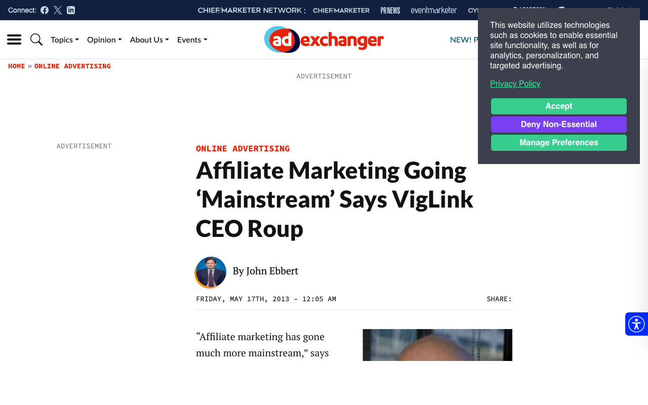 Affiliate Marketing Going 'Mainstream' Says VigLink CEO Roup