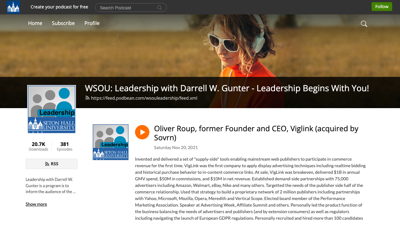 WSOU Leadership with Darrell W. Gunter - Oliver Roup, former Founder and CEO, VigLink